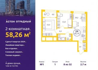 Продаю 2-комнатную квартиру, 58.3 м2, Екатеринбург, улица Репина, 111, метро Геологическая