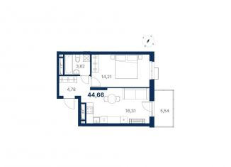 Продается 1-ком. квартира, 44.7 м2, Екатеринбург, метро Ботаническая