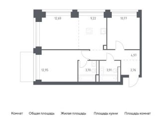 Продажа 2-комнатной квартиры, 61 м2, Москва, жилой комплекс Нова, к2, метро Минская