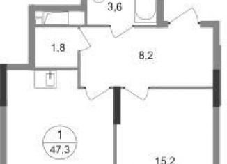 1-комнатная квартира на продажу, 47.3 м2, Московский