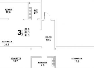 Продается трехкомнатная квартира, 86.3 м2, Верхняя Пышма, Красноармейская улица, 13