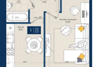 Продается 1-комнатная квартира, 34.9 м2, Нижний Новгород, Рождественская улица, 1, Нижегородский район