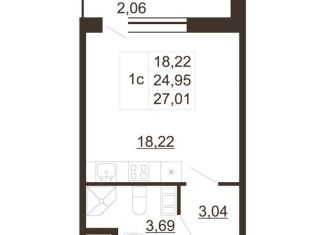 Продам квартиру студию, 27 м2, Гатчина, улица Хохлова, 16