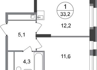 Продаю 1-ком. квартиру, 33.2 м2, Москва