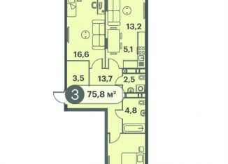 Продается 3-комнатная квартира, 75.8 м2, Красноярск