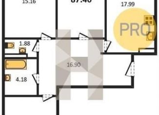 Продается 3-комнатная квартира, 87.4 м2, Воронеж, Советский район, улица Курчатова, 26Б