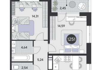 Продаю 2-комнатную квартиру, 64.4 м2, Омск