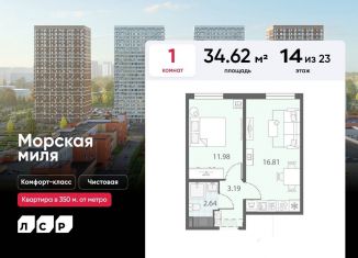 Продаю 1-ком. квартиру, 34.6 м2, Санкт-Петербург, метро Автово