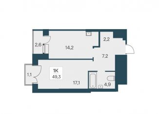 Продаю 1-ком. квартиру, 49.3 м2, Новосибирск, ЖК Расцветай на Красном