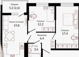 Продаю 2-ком. квартиру, 61.2 м2, Краснодар, ЖК Отражение, Конгрессная улица, 41