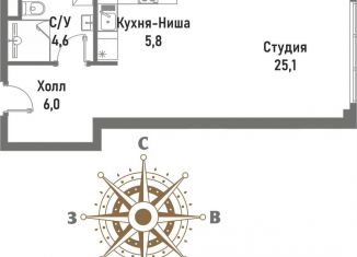 Продаю 1-ком. квартиру, 41.4 м2, Москва, метро Электрозаводская, Рубцовско-Дворцовая улица, 4