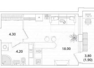 Продам квартиру студию, 28.4 м2, Санкт-Петербург, муниципальный округ Коломяги, Глухарская улица, 33к1