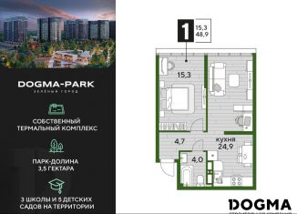 Однокомнатная квартира на продажу, 48.9 м2, Краснодар, микрорайон Догма Парк, улица Анны Ахматовой