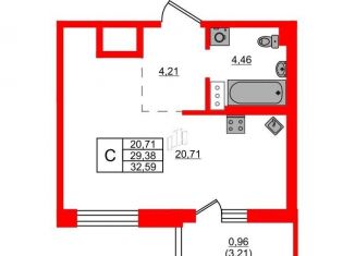 Продается квартира студия, 32.6 м2, Санкт-Петербург, набережная Чёрной речки, 9