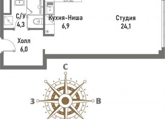 Продаю 1-ком. квартиру, 41.3 м2, Москва, Рубцовско-Дворцовая улица, 4, район Сокольники