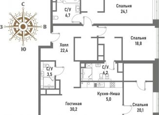 Продается 4-комнатная квартира, 137 м2, Москва, Рубцовско-Дворцовая улица, 4