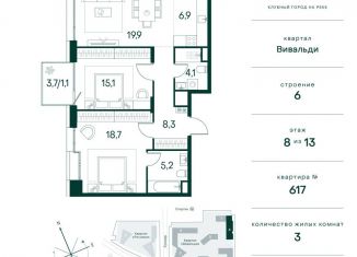 Продается 3-комнатная квартира, 79.3 м2, Москва, район Покровское-Стрешнево