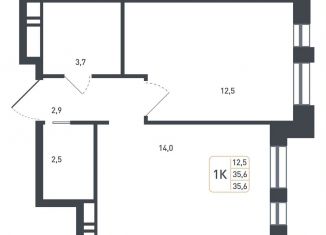 Продаю 1-комнатную квартиру, 35.6 м2, деревня Борисовка, жилой квартал Новая Щербинка, 18