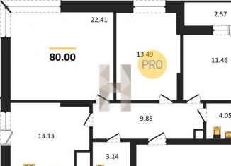 Продается трехкомнатная квартира, 80.9 м2, Казань, Советский район, жилой комплекс Мечта, 5