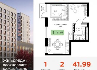 Продам 1-комнатную квартиру, 42 м2, Смоленск