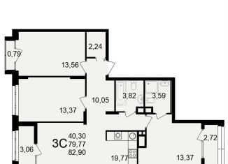 Продаю 3-ком. квартиру, 82.9 м2, Рязань, Октябрьский район