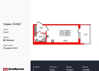 Продаю квартиру студию, 24 м2, Санкт-Петербург, Московский район