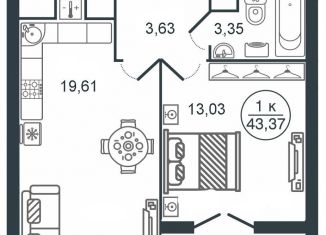 Продам 1-комнатную квартиру, 43.4 м2, Тверь