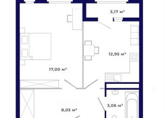 Продам 1-комнатную квартиру, 44.2 м2, рабочий поселок Маркова