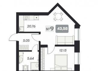 Продается однокомнатная квартира, 43.6 м2, Новосибирск, площадь Карла Маркса