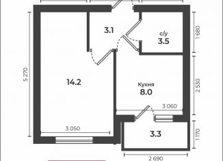 Продаю 1-ком. квартиру, 32.1 м2, Ставропольский край, улица Кочубея, 193