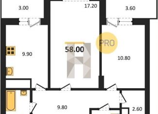 Продажа 2-комнатной квартиры, 58 м2, Воронеж, Железнодорожный район, улица Фёдора Тютчева, 93/4