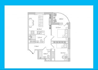 Продается 2-комнатная квартира, 57.7 м2, Санкт-Петербург, муниципальный округ Коломяги