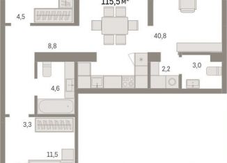 2-комнатная квартира на продажу, 115.5 м2, Новосибирск, метро Октябрьская