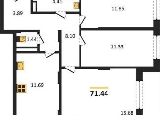 Продажа трехкомнатной квартиры, 71.4 м2, Воронеж, Покровская улица, 19