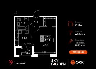 Продается однокомнатная квартира, 42.8 м2, Москва, метро Спартак