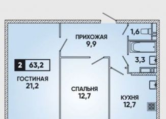 2-комнатная квартира на продажу, 65 м2, Краснодар, микрорайон Достояние, Конгрессная улица, 29