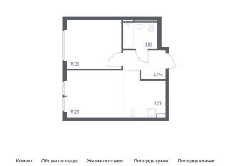 Продам 1-ком. квартиру, 38.4 м2, Москва, жилой комплекс Остафьево, к22