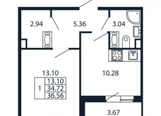 Продается 1-ком. квартира, 38.4 м2, Санкт-Петербург, Арцеуловская аллея, 7к1