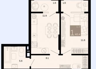 Продажа двухкомнатной квартиры, 40.4 м2, село Супсех