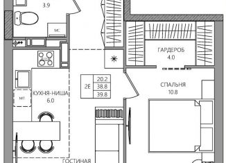 Продам 2-ком. квартиру, 39.8 м2, Пермский край, улица Капитана Гастелло, 15