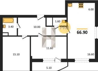 Продается 2-ком. квартира, 66.9 м2, Воронеж