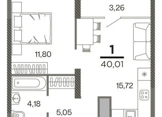 Продается 1-ком. квартира, 40 м2, Рязань, ЖК Северный