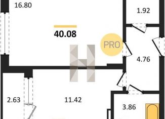 Продам 1-ком. квартиру, 40.1 м2, Воронеж, улица Фёдора Тютчева, 105