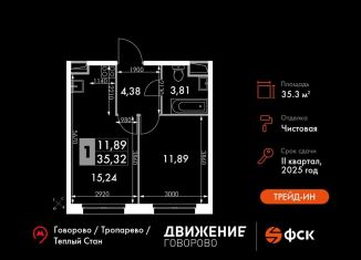 Продаю 1-ком. квартиру, 35.3 м2, Москва, ЗАО, жилой комплекс Движение. Говорово, к1