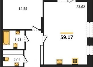 Продам однокомнатную квартиру, 59.2 м2, Воронежская область