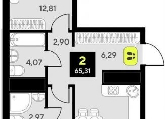 Продажа 2-комнатной квартиры, 65.3 м2, Тюмень, улица Первооткрывателей, 15, Калининский округ