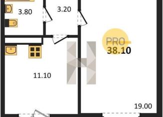 Продажа однокомнатной квартиры, 38.1 м2, посёлок Отрадное, Осиновая улица, 13