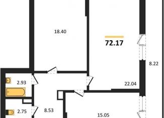 Продается 2-ком. квартира, 72.2 м2, Воронеж, Московский проспект, 132