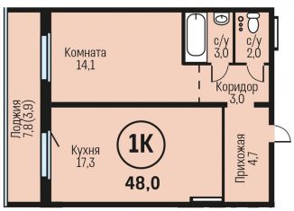 Продается однокомнатная квартира, 48 м2, Алтайский край, Южный тракт, 15к5