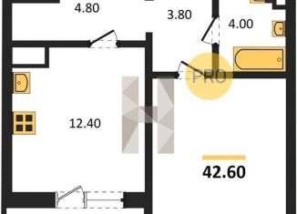 Продаю 1-ком. квартиру, 42.6 м2, Воронеж, улица Фёдора Тютчева, 105